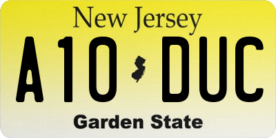 NJ license plate A10DUC