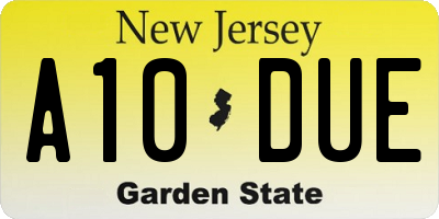 NJ license plate A10DUE