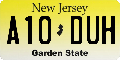 NJ license plate A10DUH