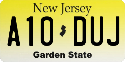 NJ license plate A10DUJ