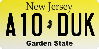 NJ license plate A10DUK