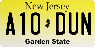 NJ license plate A10DUN