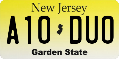 NJ license plate A10DUO