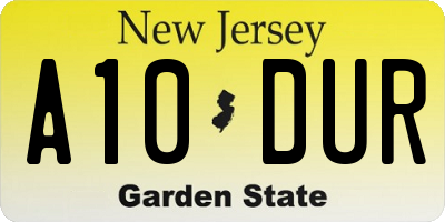 NJ license plate A10DUR