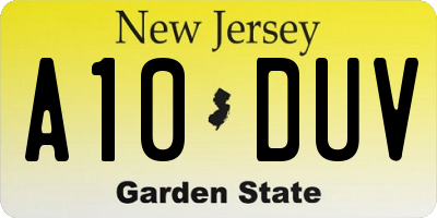 NJ license plate A10DUV