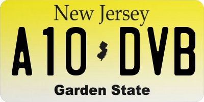 NJ license plate A10DVB