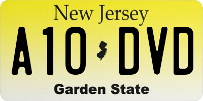 NJ license plate A10DVD