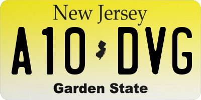 NJ license plate A10DVG