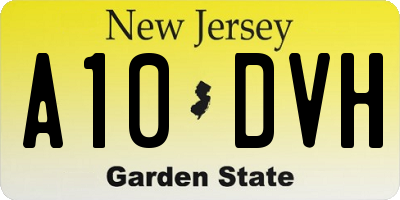 NJ license plate A10DVH