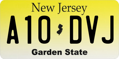 NJ license plate A10DVJ