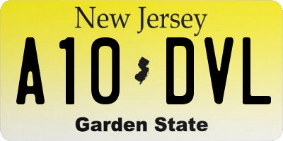 NJ license plate A10DVL