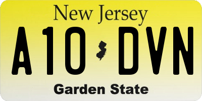 NJ license plate A10DVN