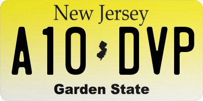 NJ license plate A10DVP