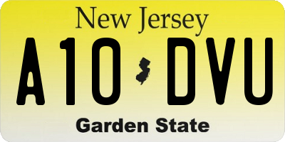 NJ license plate A10DVU