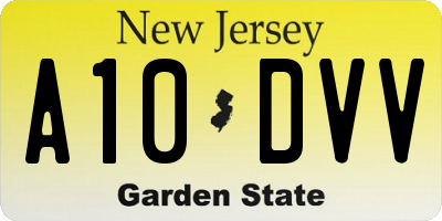 NJ license plate A10DVV