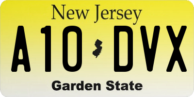 NJ license plate A10DVX