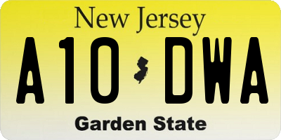 NJ license plate A10DWA