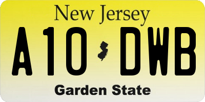 NJ license plate A10DWB