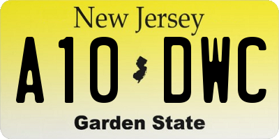 NJ license plate A10DWC