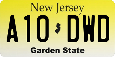 NJ license plate A10DWD