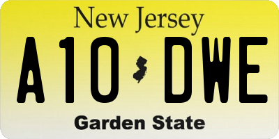 NJ license plate A10DWE