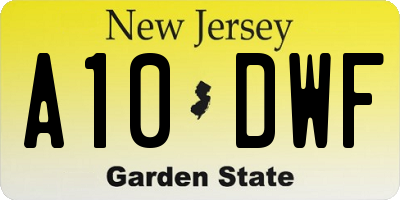 NJ license plate A10DWF
