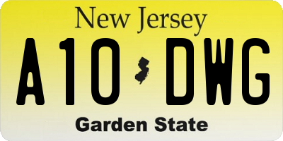 NJ license plate A10DWG