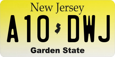 NJ license plate A10DWJ