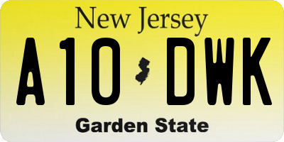 NJ license plate A10DWK
