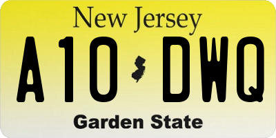 NJ license plate A10DWQ