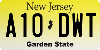 NJ license plate A10DWT