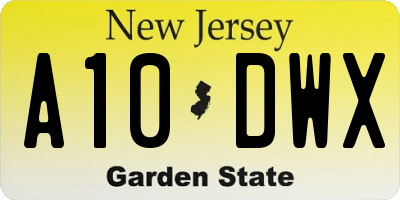 NJ license plate A10DWX