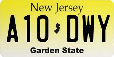 NJ license plate A10DWY