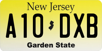 NJ license plate A10DXB