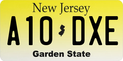 NJ license plate A10DXE