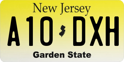 NJ license plate A10DXH