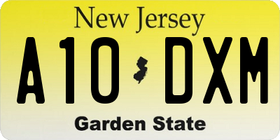 NJ license plate A10DXM