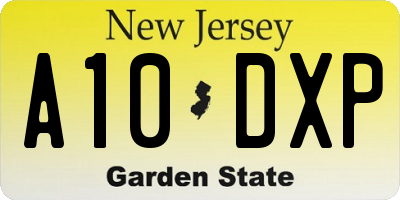 NJ license plate A10DXP