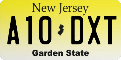 NJ license plate A10DXT