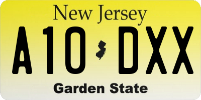 NJ license plate A10DXX