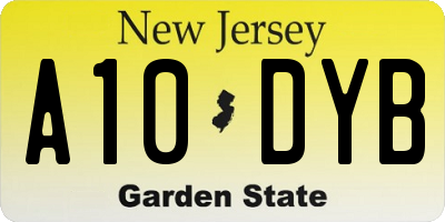 NJ license plate A10DYB