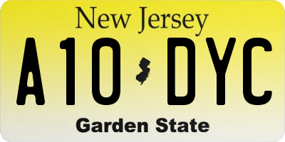 NJ license plate A10DYC