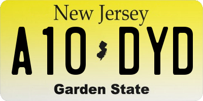 NJ license plate A10DYD