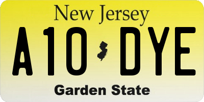 NJ license plate A10DYE