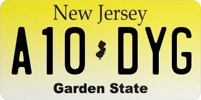 NJ license plate A10DYG