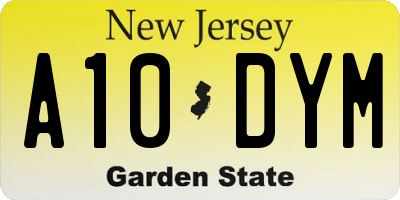 NJ license plate A10DYM