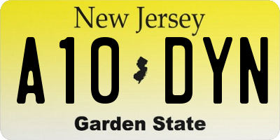 NJ license plate A10DYN