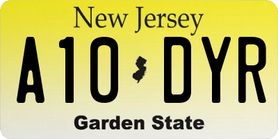 NJ license plate A10DYR