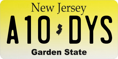 NJ license plate A10DYS