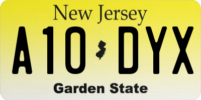 NJ license plate A10DYX